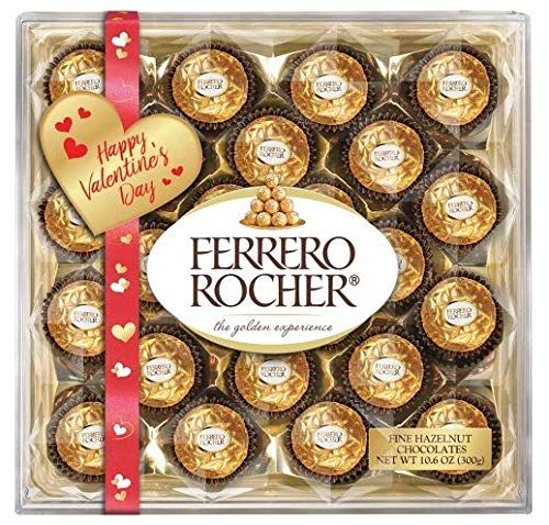 Ferrero Rocher Fine Hazelnut Milk Chocolate, 24 Count, Chocolate Candy Gift Box, 10.6 oz
