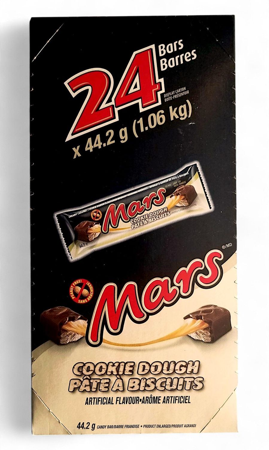 Mars Cookie Dough Chocolate Bars - 24pk x 44.2g, 1 Box (1.06kg) - (Imported From Canada)