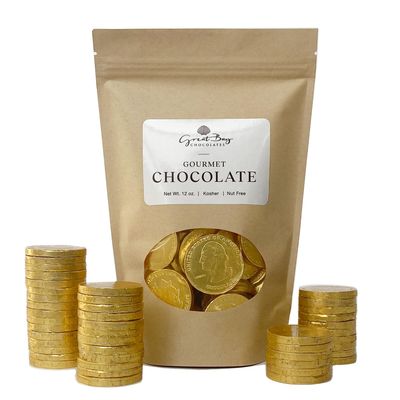 Great Bay Chocolates Large Milk Chocolate Coins. Nut-Free (12 OZ - Approximately 45 pieces)