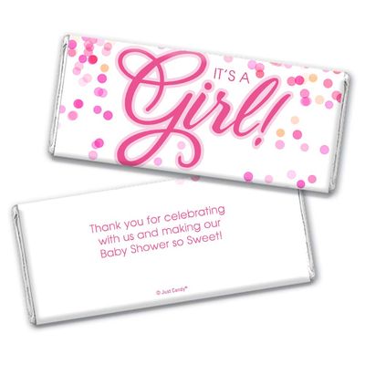 Pink It&#39;s a Girl Baby Shower Wrappers for Chocolate Bars, Gender Reveal Party Favors, DIY Party Decorations (24 Pack)