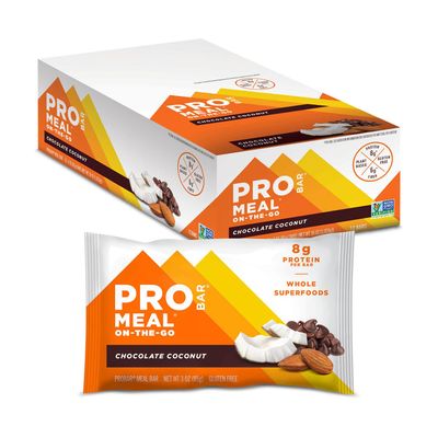 PROBAR - MEAL Bar, Chocolate Coconut, Non-GMO, Gluten-Free, Healthy, Plant-Based, Whole-Food Ingredients, Natural Energy (12 Count)