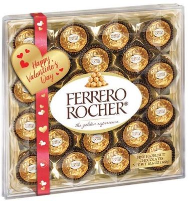 Ferrero Rocher Fine Hazelnut Milk Chocolate, 24 Count, Chocolate Candy Gift Box, 10.6 oz