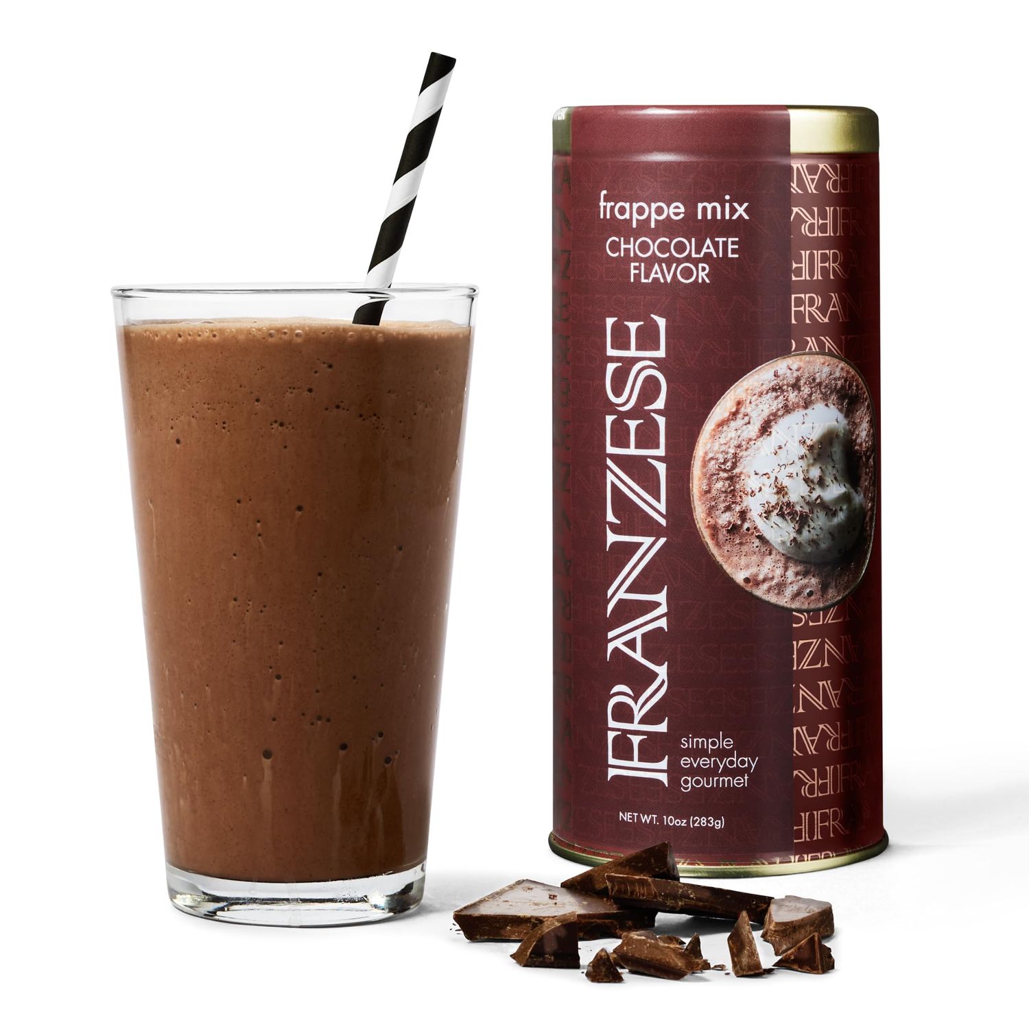 Franzese Chocolate Frappe | Imported from Italy, Authentic Italian Drink | Create Homemade Frappe in Minutes - Just Add Milk and Ice &amp; Blend. Gluten Free. Tin, 8 Servings