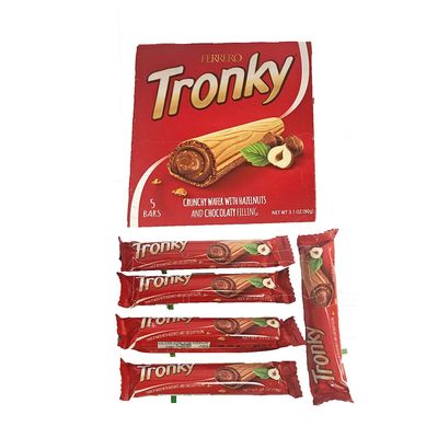 Ferrero Tronky 5 Bars Crunchy Wafer with Hazelnuts and Chocolate Filling, Pack of 1 Individually Wrapped Ferrero Tronky Candy Box_AB