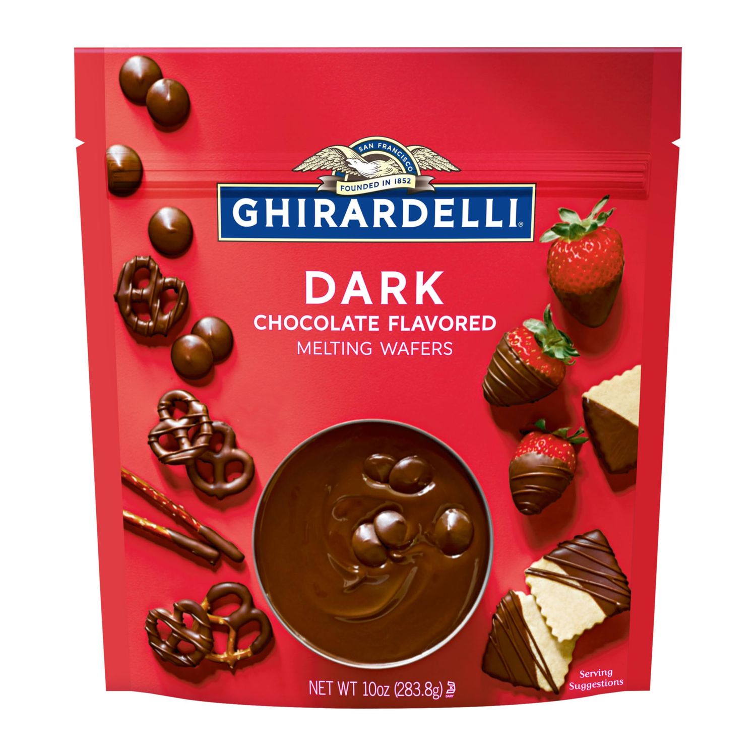 GHIRARDELLI Dark Chocolate Flavored Melting Wafers, 10 OZ Bag