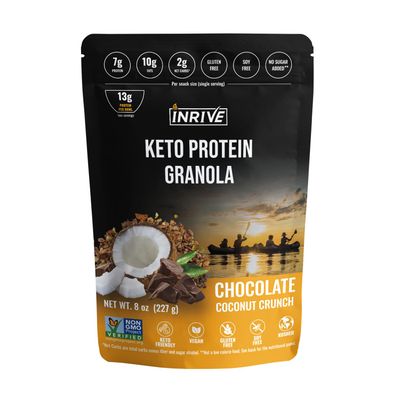 Inrive High Protein (Chocolate Coconut Crunch) Gluten Free Granola, Keto, Soy-Free, Kosher, No Sugar Added, Vegan, Non-GMO, 1 Pack