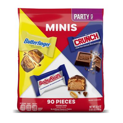 Butterfinger, CRUNCH And Baby Ruth, 90 Count Candy Variety Pack, Assorted Minis Size Individually Wrapped Candy Bars, Halloween Candy, 32.4 oz