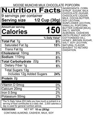 Harry &amp; David Moose Munch Premium Popcorn Box - Milk Chocolate, 10 oz