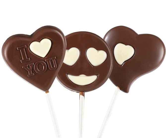 Plant Based, Dairy Free, Nut Free, Gluten Free | Valentines Day Lollipop Collection (3 Lollipops) | Allergy Friendly Chocolate Pops | Peanut Free, Soy Free | By No Whey Foods