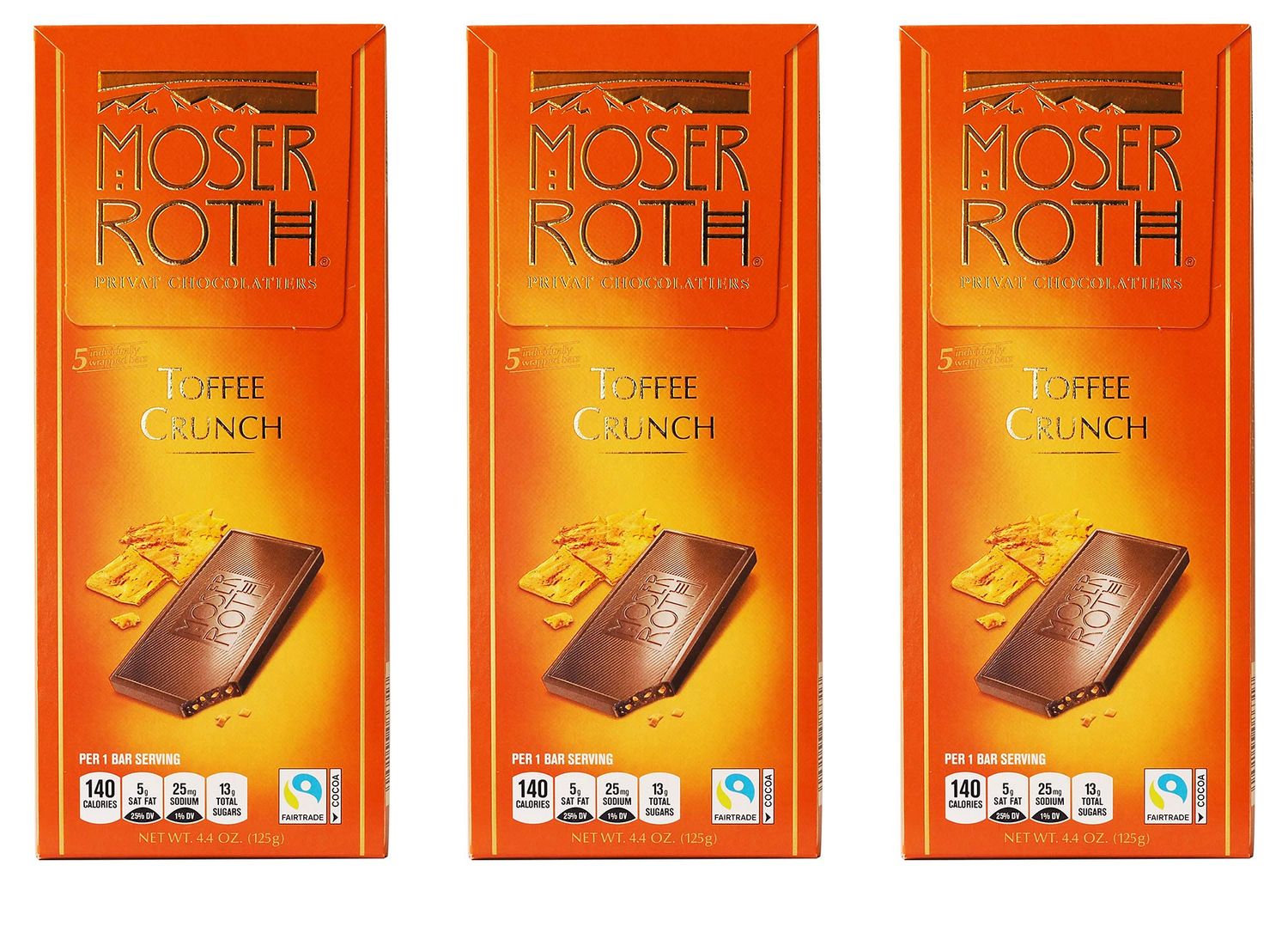 Moser Roth Fine German European Chocolate Toffee Crunch (3 Pack)