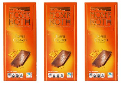 Moser Roth Fine German European Chocolate Toffee Crunch (3 Pack)
