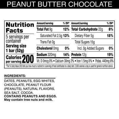 RXBAR Protein Bars, 12g Protein, Gluten Free Snacks, Peanut Butter Chocolate, 9.1oz (5 Bars)