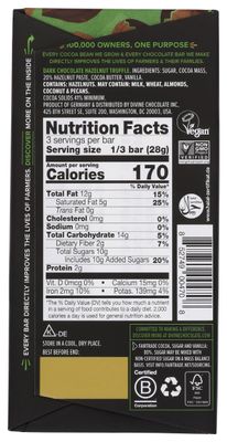 DIVINE CHOCOLATE Chocolate, Hazelnut Truffle Dark Chocolate, 3 Oz