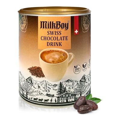 MilkBoy Gourmet Hot Chocolate Mix - Swiss Chocolate Drink for Cold or Hot Cocoa - Kosher, Vegan, and Gluten Free Hot Chocolate Mix Canister with 12 Servings, Rainforest Alliance Certified, 12 OZ