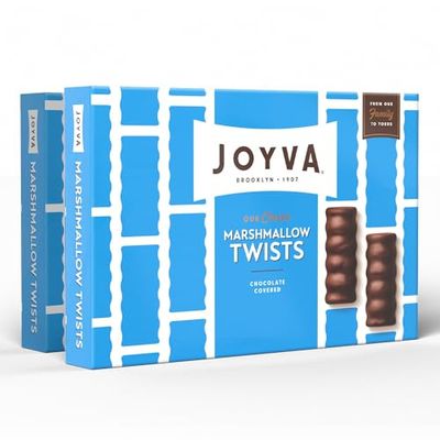 Joyva Classic Marshmallow Twists | Pack of 2, 9oz Boxes | Fluffy Marshmallow Center with Smooth Dark Chocolate Coating | Kosher Parve | Free of Dairy, Gluten, Soy, and Preservatives