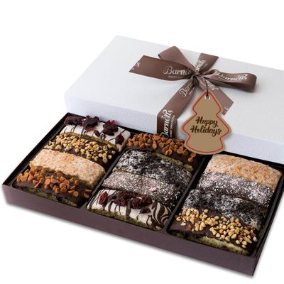 Barnetts Christmas Gift Baskets, 12 Chocolate Biscotti Gourmet Holiday Chocolate Cookies Gift Box for Women, Gifts Ideas Food Delivery for Men Aunt Grandma