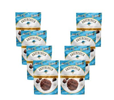 Undercover Chocolate Quinoa Crisps - Dark Chocolate + Sea Salt Quinoa Crisps | 8-Pack, 2oz Bags | Gluten Free, Nut-Free, Allergen Friendly, Kosher, Plant-Based