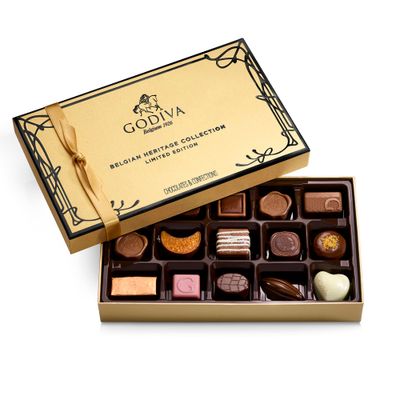 Godiva Chocolatier Heritage Collection Belgian Chocolate Gift Box - 15 Piece Assorted Dark, Milk and White Gourmet Chocolates with All-Natural Ingredients, GMO-Free - Perfect for Special Occasions
