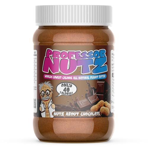 Professor Nutz Organic Peanut Butter- Low Calorie, Nut Butter, Natural Peanut Butter, Natural Fiber, Healthy Peanuts, Great source of Protein, 30 Essential Vitamins &amp; Minerals (12.41 Oz, Chocolate)