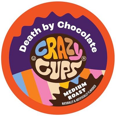 Crazy Cups Flavored Coffee for Keurig K-Cup Machines, Death by Chocolate, Hot or Iced Coffee, 22 Single Serve, Recyclable Pods