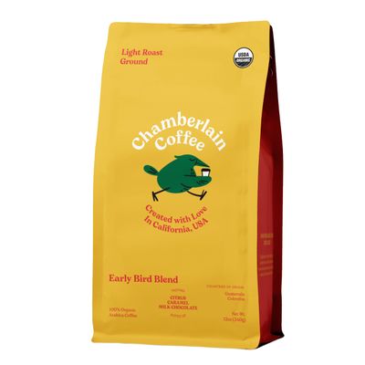 Chamberlain Coffee Early Bird Blend - Light Roast Ground Coffee Beans with Notes of Citrus, Caramel &amp; Milk Chocolate - Specialty Ground Coffee Freshly Roasted In California - 12 oz