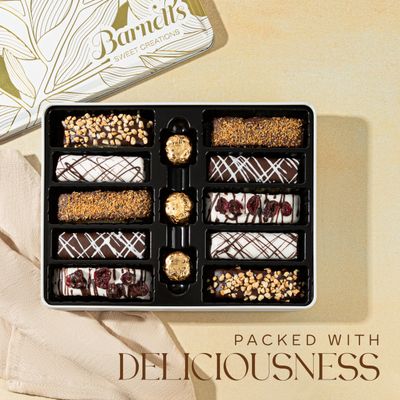 Christmas Gift Basket with Biscotti Cookies &amp; Chocolate Truffles, Holiday Cookie Gift Tin Ideas for Women, Food Delivery for Coworkers, Family &amp; Friends