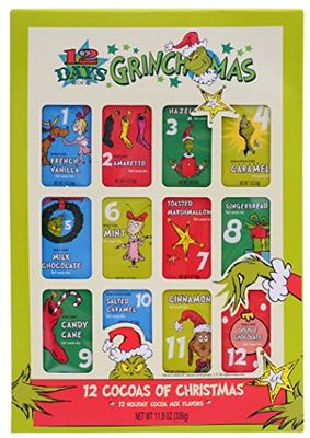 Ten Acre Gifts Dr Seuss The Grinch Hot Chocolate Mix Gift Set, 12 Cocoas of Grinchmas Holiday Hot Cocoa Variety Pack