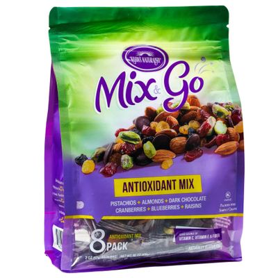 Klein&#39;s Naturals Mix &amp; Go Trail Mix Individual Packs ~ Fruit and Nut Mix with Chocolate ~ Trailmix ~ Trail Mix Bags ~ Single Serve Trail Mix Snack Packs, Antioxidant, 2 Ounce (Pack of 8)