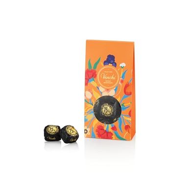 Venchi Chocoviar 75% Dark Chocolate 15-Piece Elegant Gift Box - Creamy Dark Chocolate Filling with Extra Virgin Olive Oil, 75% Cocoa Heart Shell &amp; 75% Dark Chocolate Microspheres - Vegan &amp; Gluten Free