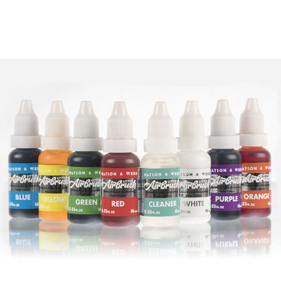 Airbrush Food Coloring Set Gluten Nut &amp; Lactose Free. Vegan - Non-Clogging Edible Paints for Decorating Cupcakes, Sweets, Chocolate, Cakes, Donuts, Cookies &amp; Biscuit Bakes. (8 bottle matt)