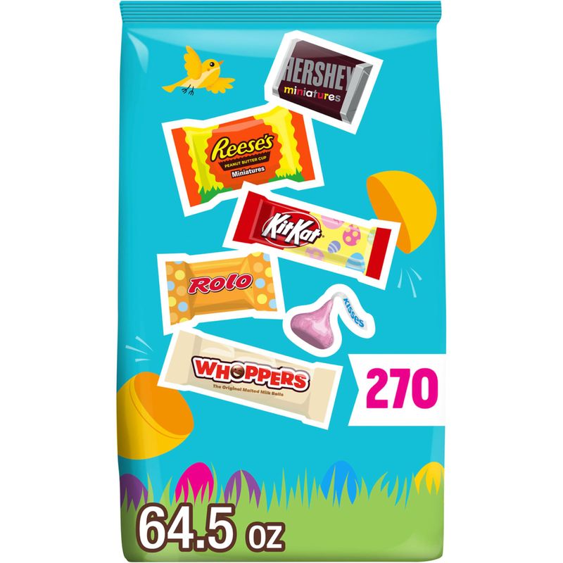 HERSHEY's Assorted Flavored, Easter Basket Easter Candy Variety Bag, 66.3 oz (270 Pieces)