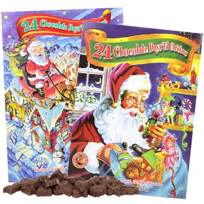 Santa Claus 24 Day Chocolate Filled Advent Calendar, Countdown to Christmas 2024, Holiday Tradition (Pack of 2)