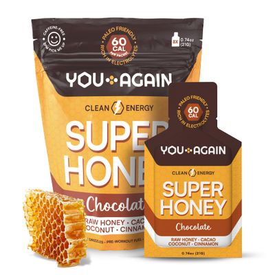 You Again Super Honey Chocolate Packets | Workout Clean Energy Gel Packs | Cycling, Endurance, Running Gel or Energy Snack | Paleo &amp; Carnivore Snack | Gluten-Free | Made in USA | 8 Count