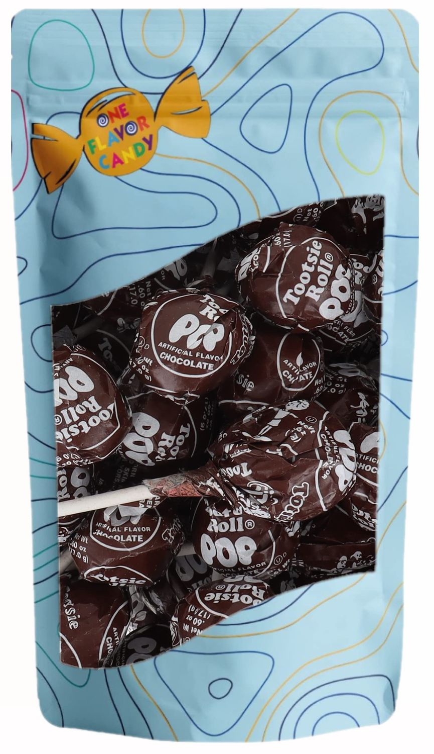 One Flavor Candy Tootsie Pops Lollipop Lolli Pops Bulk in Resealable Bag (Chocolate, Pack of 20)