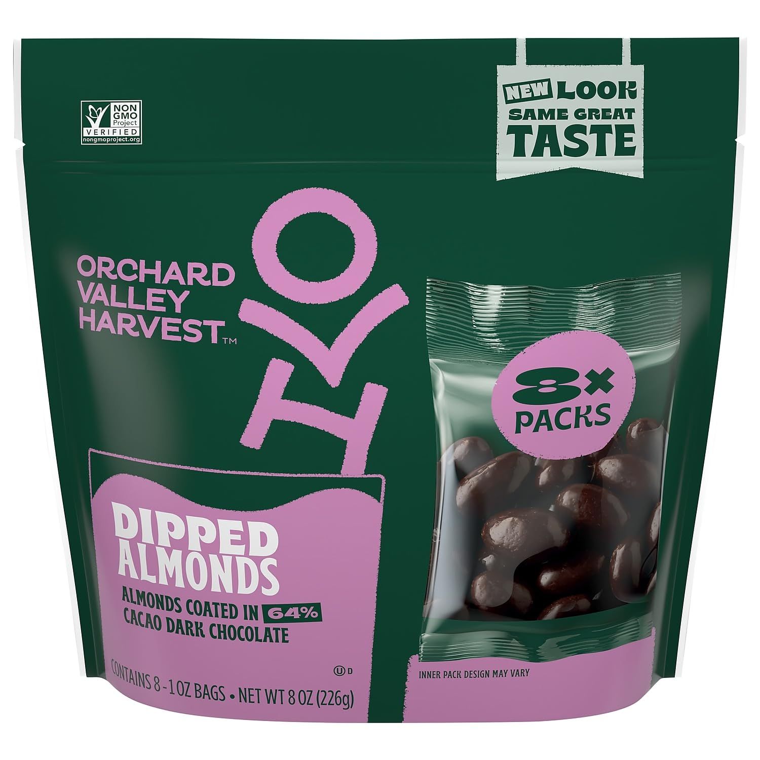 Orchard Valley Harvest JOH13653 Almonds, Dark Chocolate Covered Almonds, 8 oz.