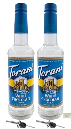Flavoring Syrup with Pourers | Gluten-Free &amp; OK-Kosher | Pack of 2 | (25.4 oz., White Chocolate Sugar Free)