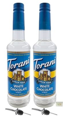 Flavoring Syrup with Pourers | Gluten-Free &amp; OK-Kosher | Pack of 2 | (25.4 oz., White Chocolate Sugar Free)
