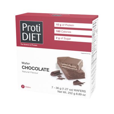 ProtiDIET High Protein Chocolate Wafer Bars, 10g Protein, Low Calorie, Low Sugar, Low Sodium, Aspartame &amp; Sucralose Free, Ideal Protein Compatible, 7/Box
