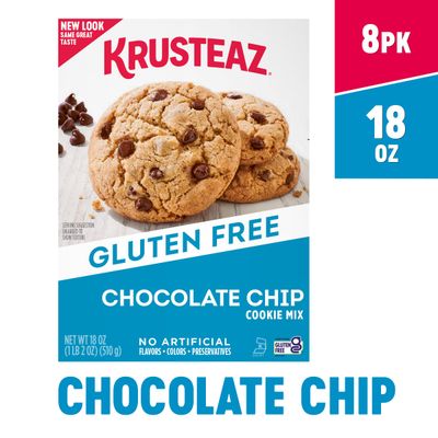 Krusteaz Gluten Free Chocolate Chip Cookie Mix, No Artificial Flavors, Colors, or Preservatives, 18 oz Boxes (Pack of 8)