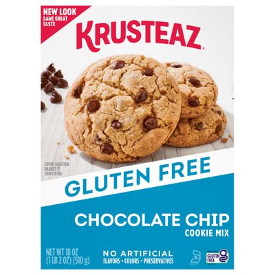 Krusteaz Gluten Free Chocolate Chip Cookie Mix, No Artificial Flavors, Colors, or Preservatives, 18 oz Boxes (Pack of 8)