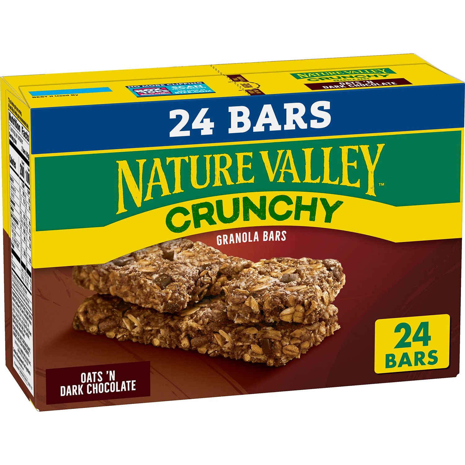 Nature Valley Crunchy Granola Bars, Oats &#39;n Dark Chocolate, 24 Bars, 17.88 OZ (12 Pouches)