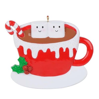 Personalized Marshmallow Hot Chocolate Family Christmas Tree Ornament, Family of 2 Personalized Christmas Ornament, Unique Keepsake Gifts for Parents Kids Grandparents,Chocolate Lover, Coffee Lover
