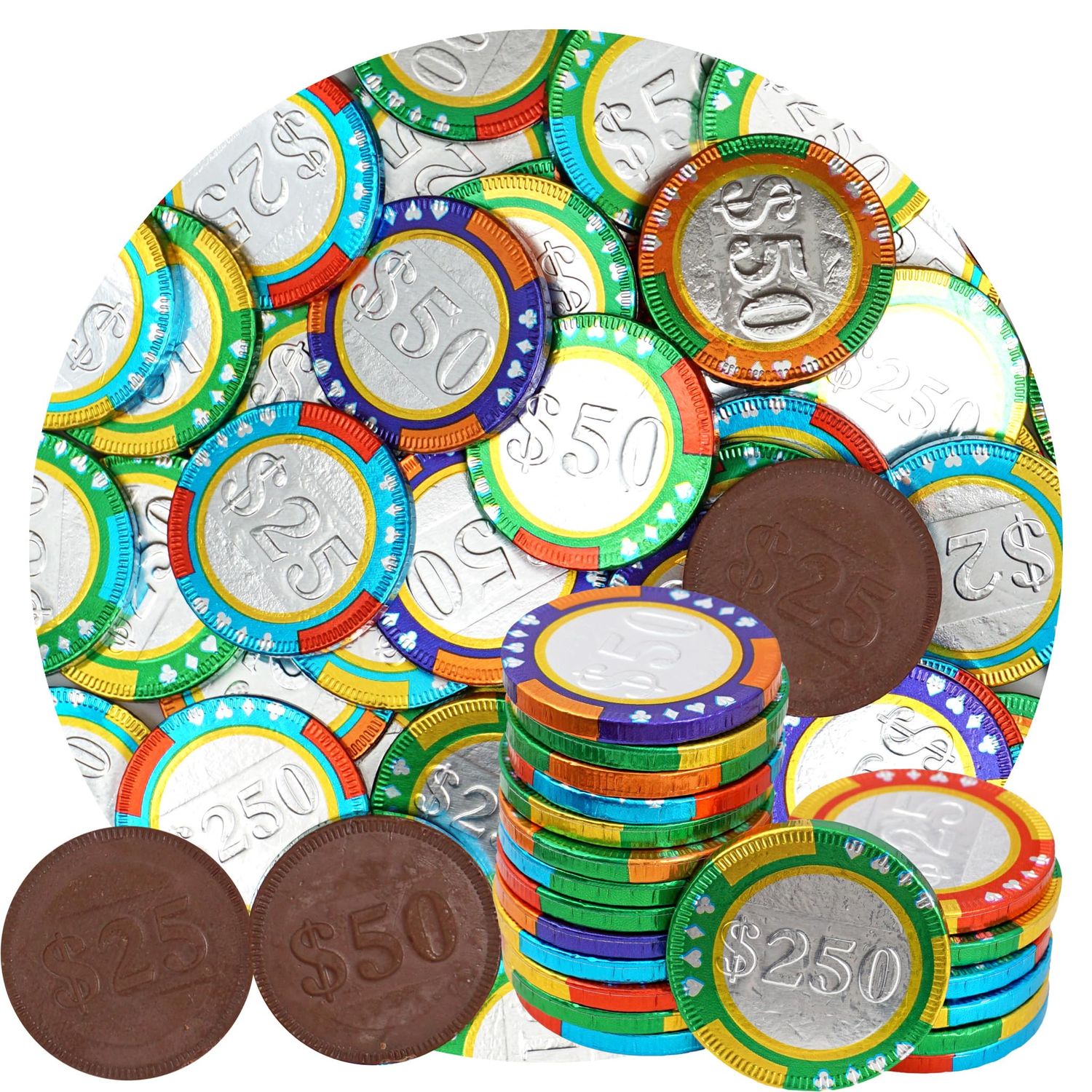 Milk Chocolate Coins, 1 Pound Bulk Bag, Casino Chocolate Coins, Individually Wrapped Chocolate Candy