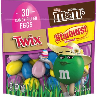 Mars M&amp;M&#39;S, TWIX &amp; STARBURST Candy-Filled Easter Eggs Bag, 11.04 oz, 30 Count