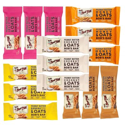 Peanut Butter Oat Bar Variety Pack, Peanut Butter Banana, Chocolate, Jelly, Honey, and Coconut, Total 15 Bars, LIVEBEAR Assortment.