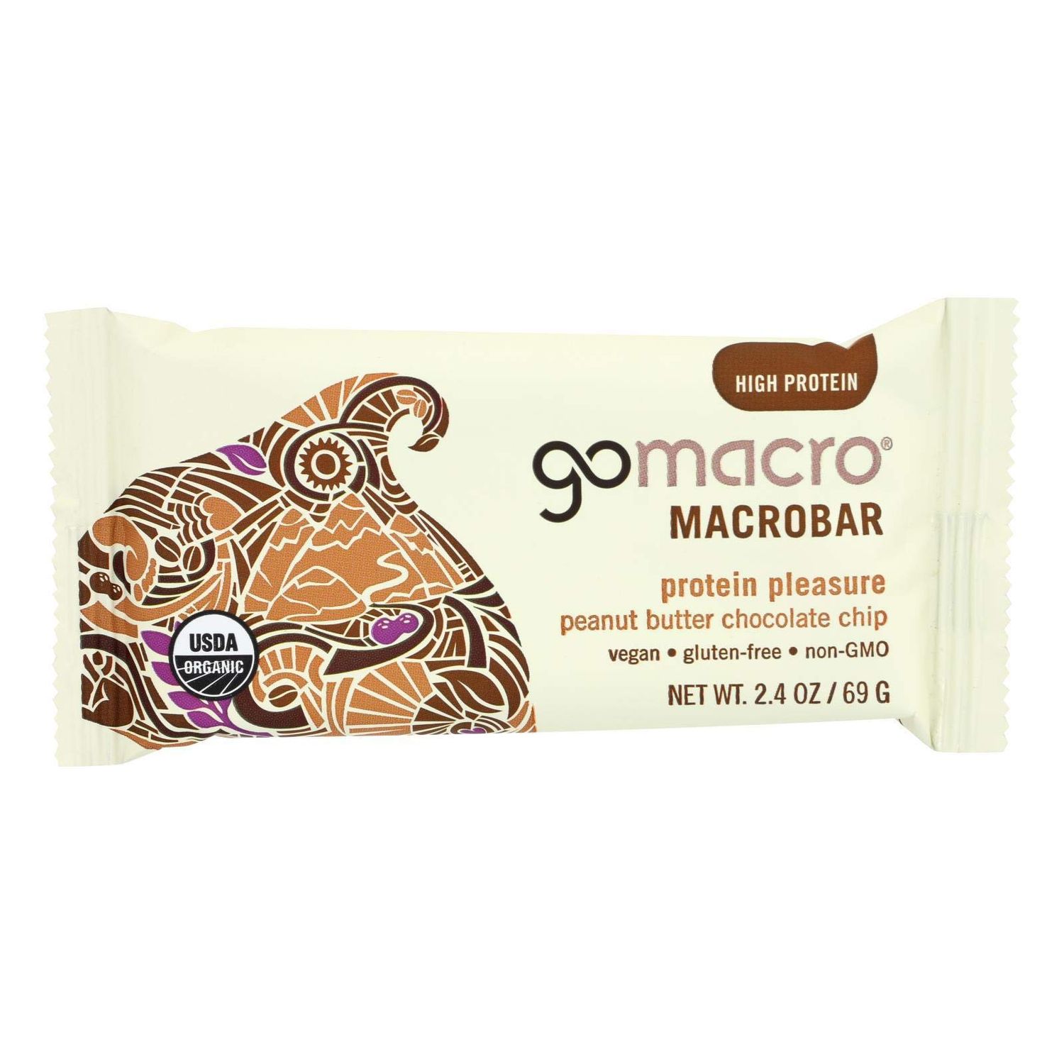 Gomacro Organic Macrobar - Peanut Butter Chocolate Chip -2.5 Oz (Pack of 12)