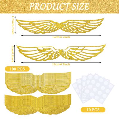 100 PCS Golden Glitter Wings Birthday Cake Toppers,Wizard Party Chocolate Decoration Cupcake Toppers Shiny Cake Party Decorations for for Sweets, Cakes, Cupcakes, Party, Theme Party