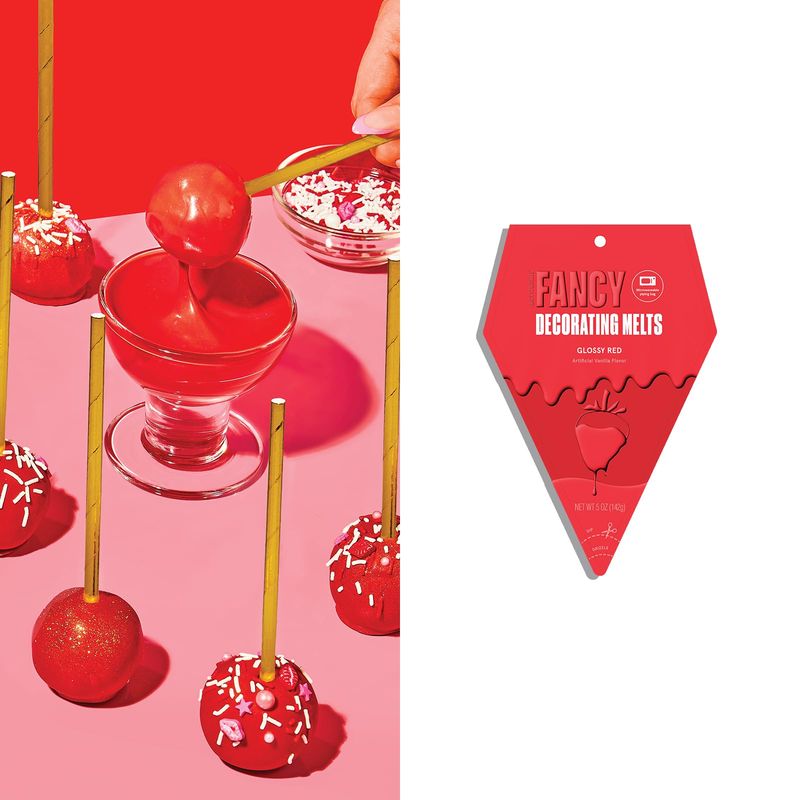 Fancy Sprinkles Glossy Red Fancy Decorating Melts for Baking, Melting Chocolate in Ready-to-Use Bag, for Dipping, Coating, and Drizzling