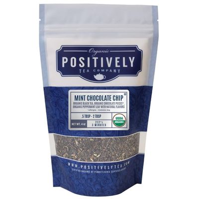 Organic Positively Tea Company, Mint Chocolate Chip, Black Tea, Loose Leaf, 4 Ounce