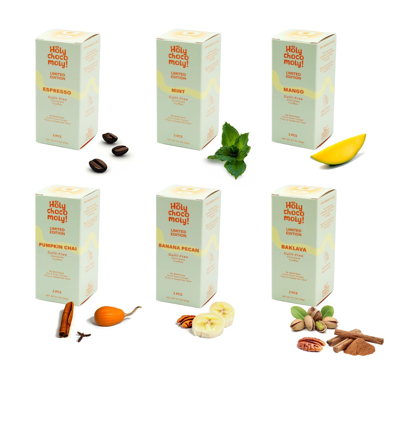 Guilt Free Chocolate Truffles Assorted Pack | Low in Refined Sugar, Made With Dates and Natural Ingrediens | Healthy On-the-go Snack | 2 Truffles/Box, 12 Truffles
